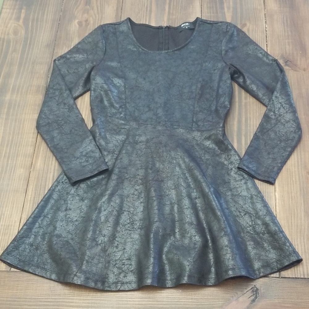Nasty Gal Faux Leather Long Sleeve Skater Dress Medium